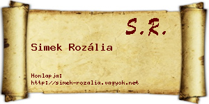 Simek Rozália névjegykártya